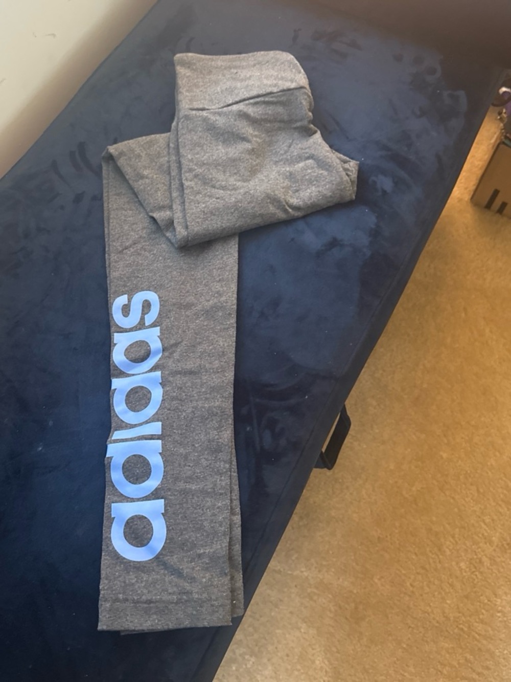 adidas Gray Leggings with Light Blue Logo